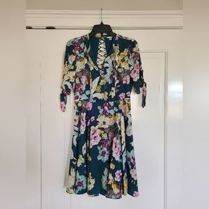 Guess Blue Floral Backless Dress
